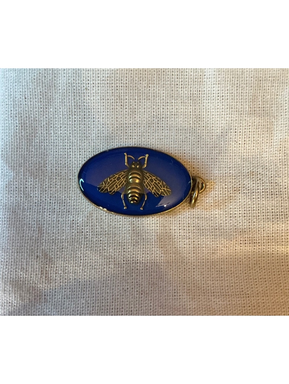 Gucci Oval Dark Blue Enamel Bee Zipper Pull/Charm